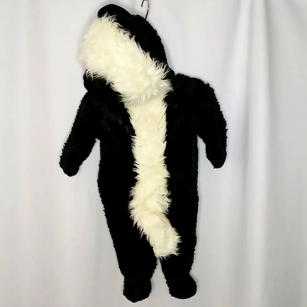 The Humane Society Lil Stinker Skunk Costume Hooded Fur Bodysuit Infant 3-6 mo